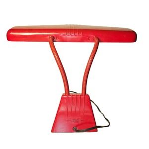Dazor Mfg Industrial Desk Lamp | Vintage 1940s Industrial Lamp | Retro Red